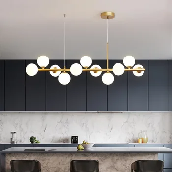 Nordic LED Moderna Pingente de Ouro Luz de Bola de Vidro 11 Cabeças de Pendurar a Lâmpada da Cozinha de estar / Jantar Sala de Suspensão da Luminária de Design