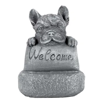 Francês-Bulldog de boas-Vindas em um Pedestal de Casa ou Acessórios para Jardim, Quintal Decoração de Jardim Decoração ao ar livre