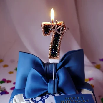 1PC Coroa Glitter Número de Aniversário Velas do Bolo Topper Aniversário de Casamento Digital Bolos de Sobremesa de Decoração de Aniversário Decoração